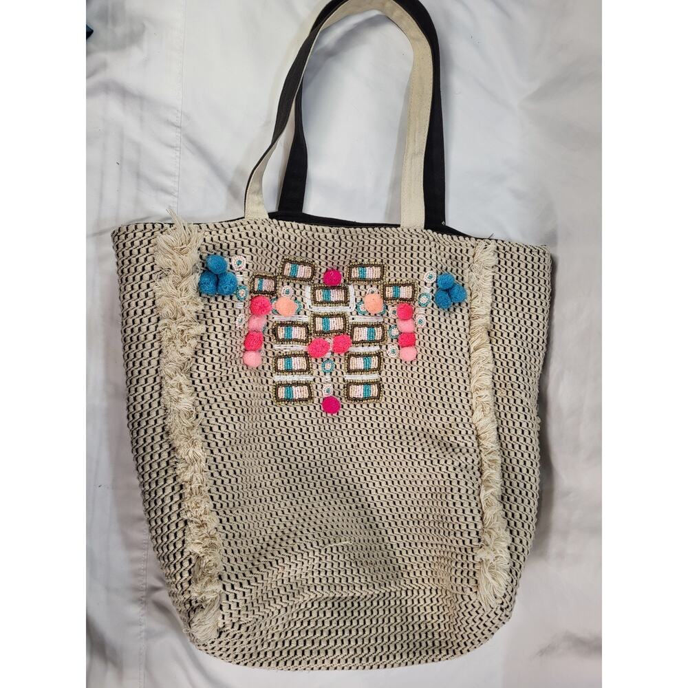 Large Embellished Embossed Shoulder Bag Boho 19"x16"